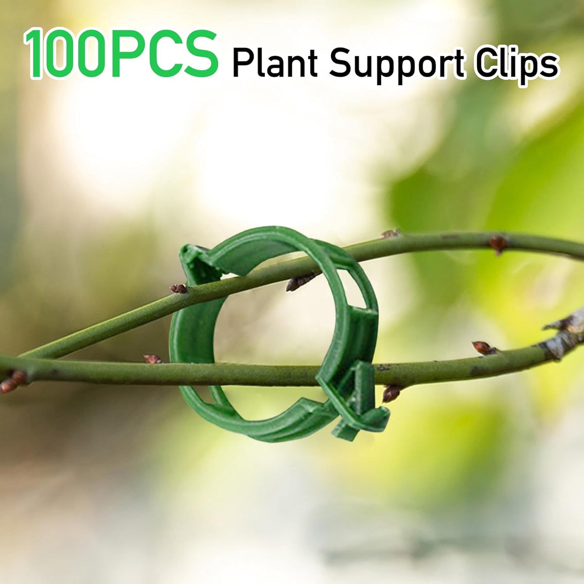 100PCS Plant Support Garden Clips Tomato Clips Supports/Connects Plants/Twine/Vines Trellis/Cages Plant Vine Vegetable Fastening Clip Grafting Tools Make Plant Grow Upright and Healthier (100PCS)