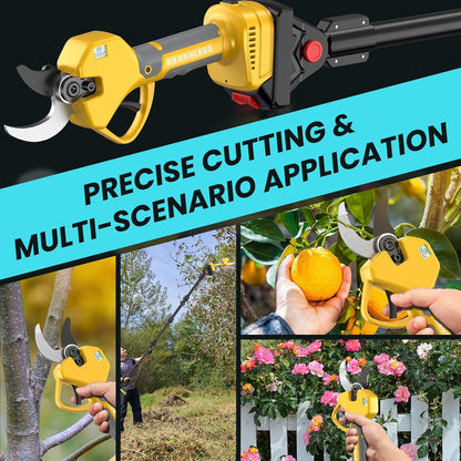 Electric Pruning Shears Cordless 2.6 Inches & Electric Pole Pruner 2-IN-1 with 8ft Pole Reach To 14ft, 2 * 2Ah Battery Pruning Shears, Cordless Pole Pruner Garden Tool for Tree Trimming Branch Cutter