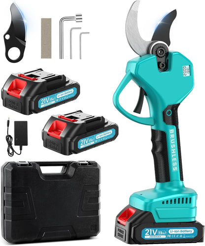 Electric Pruning Shears Cordless 2.6 Inches & Electric Pole Pruner 2-IN-1 with 8ft Pole Reach To 14ft, 2 * 2Ah Battery Pruning Shears, Cordless Pole Pruner Garden Tool for Tree Trimming Branch Cutter