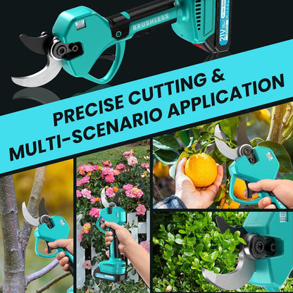 Electric Pruning Shears Cordless 2.6 Inches & Electric Pole Pruner 2-IN-1 with 8ft Pole Reach To 14ft, 2 * 2Ah Battery Pruning Shears, Cordless Pole Pruner Garden Tool for Tree Trimming Branch Cutter
