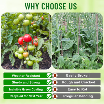 Garden Stakes 4Ft, 28 Pack 48 Inch Plant Tomato Stakes and Supports Sturdy Plastic Coated Metal Garden Support Stick for Outdoor Indoor Climbing Plants, Beans, Vegetables, Trellis, Tree