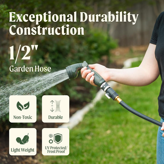 Leader Hose 6ft with Brass Thread and Swivel Grip Sleeve, 1/2" Leader Garden Water Hose with Male to Female Fittings for Garden & Yard