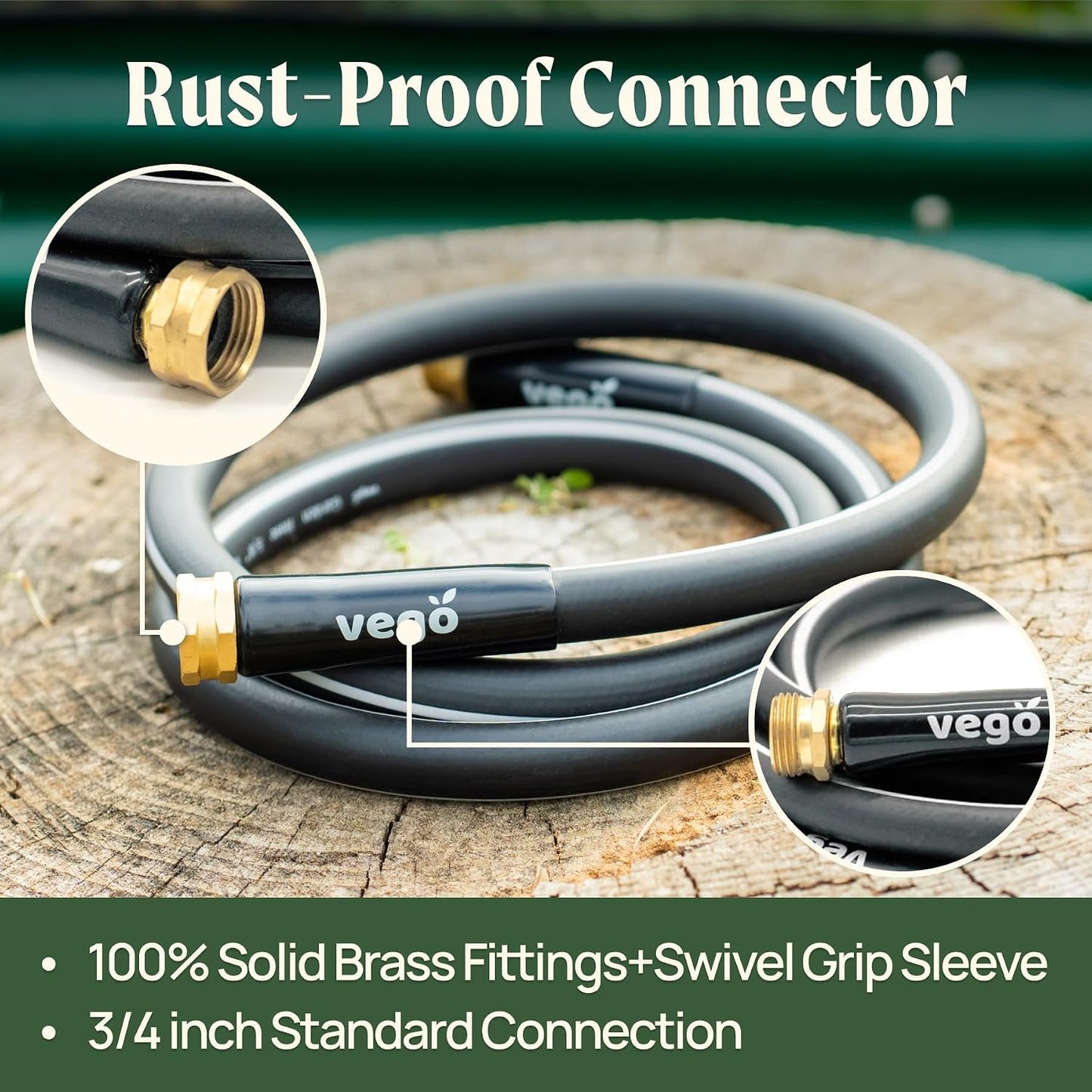 Leader Hose 6ft with Brass Thread and Swivel Grip Sleeve, 1/2" Leader Garden Water Hose with Male to Female Fittings for Garden & Yard