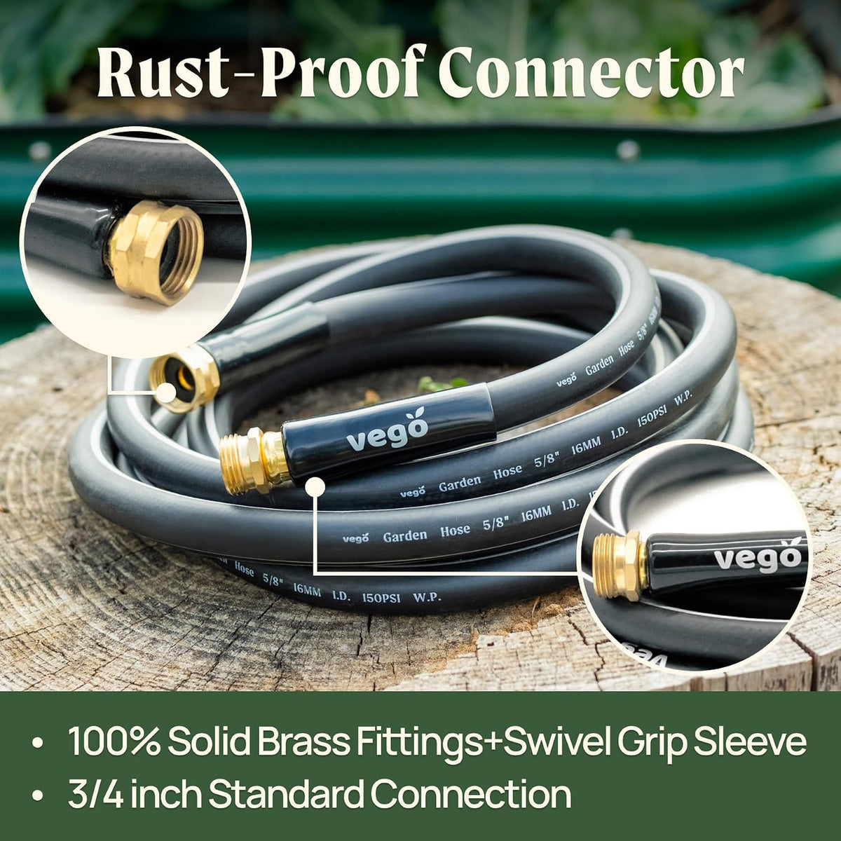 Leader Hose 6ft with Brass Thread and Swivel Grip Sleeve, 1/2" Leader Garden Water Hose with Male to Female Fittings for Garden & Yard