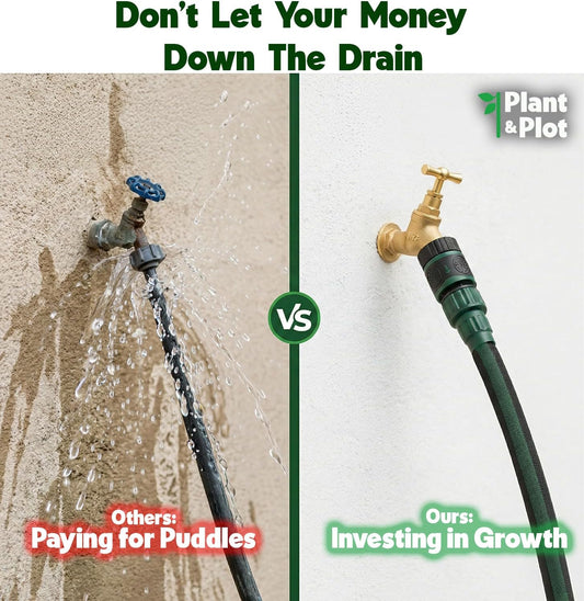 Flat Soaker Hose 50ft for Garden // Drip Hose for Garden Beds, Lawns and Trees // Heavy Duty Leakproof Design with Quick Connect // Linkable Irrigation System for Vegetables and Flowers