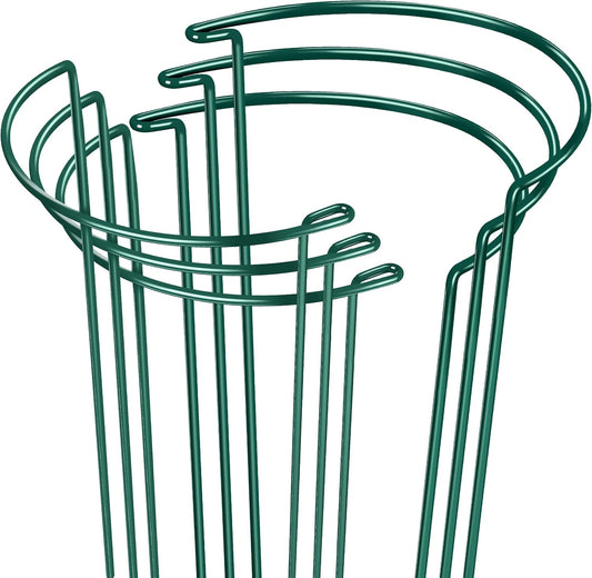 Plant Supports Stakes 6PCS, Half Round Metal Garden Stakes Plant Support for Peony Cages and Supports,Green Plant Support Ring Border for Outdoor Indoor Plants (10" W x 16" H, 6 PCS)