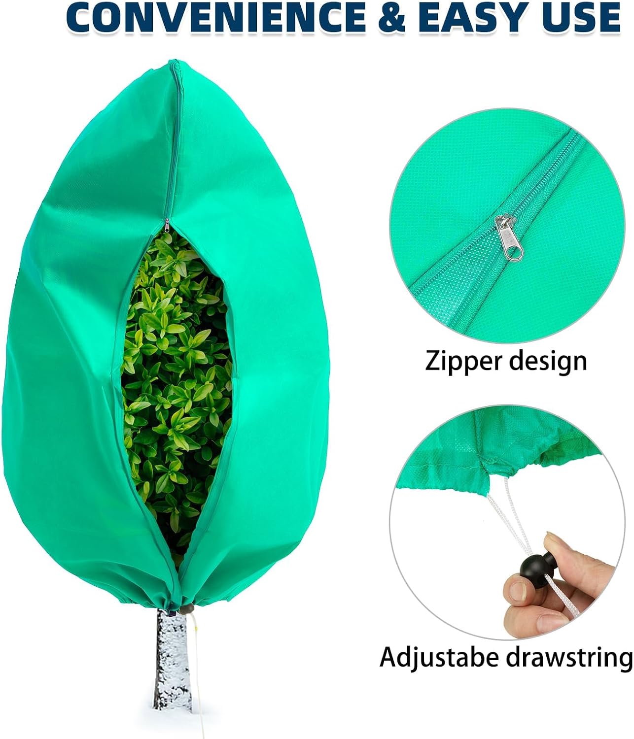 Plant Covers Freeze Protection, 4 Pack Frost Covers with Zipper Drawstring (23.6" x 31.5") Plant Protection Cover Bags for Outdoor Winter Frost Cold Weather Shrubs Trees Jacket Covers(Green)