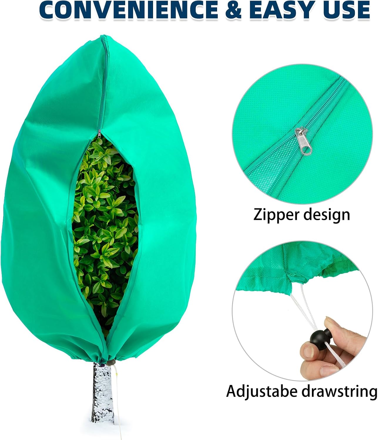 Plant Covers Freeze Protection, 4 Pack Frost Covers with Zipper Drawstring (23.6" x 31.5") Plant Protection Cover Bags for Outdoor Winter Frost Cold Weather Shrubs Trees Jacket Covers(Green)