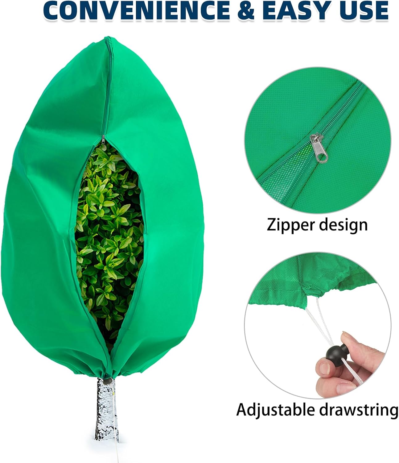Plant Covers Freeze Protection, 4 Pack Frost Covers with Zipper Drawstring (23.6" x 31.5") Plant Protection Cover Bags for Outdoor Winter Frost Cold Weather Shrubs Trees Jacket Covers(Green)