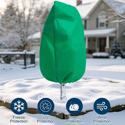 Plant Covers Freeze Protection, 4 Pack Frost Covers with Zipper Drawstring (23.6" x 31.5") Plant Protection Cover Bags for Outdoor Winter Frost Cold Weather Shrubs Trees Jacket Covers(Green)