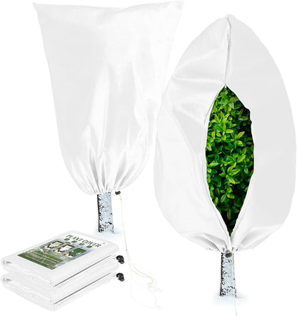 Plant Covers Freeze Protection, 4 Pack Frost Covers with Zipper Drawstring (23.6" x 31.5") Plant Protection Cover Bags for Outdoor Winter Frost Cold Weather Shrubs Trees Jacket Covers(Green)