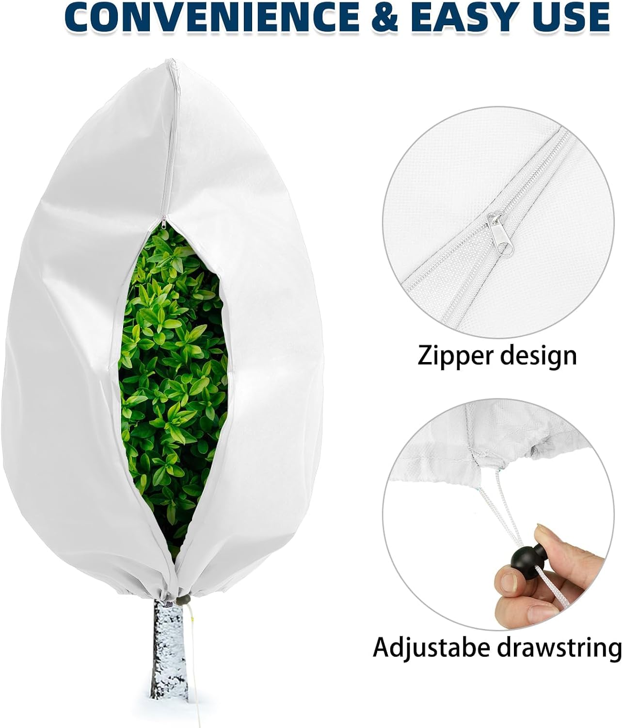Plant Covers Freeze Protection, 4 Pack Frost Covers with Zipper Drawstring (23.6" x 31.5") Plant Protection Cover Bags for Outdoor Winter Frost Cold Weather Shrubs Trees Jacket Covers(Green)