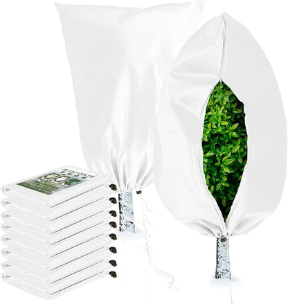 Plant Covers Freeze Protection, 4 Pack Frost Covers with Zipper Drawstring (23.6" x 31.5") Plant Protection Cover Bags for Outdoor Winter Frost Cold Weather Shrubs Trees Jacket Covers(Green)