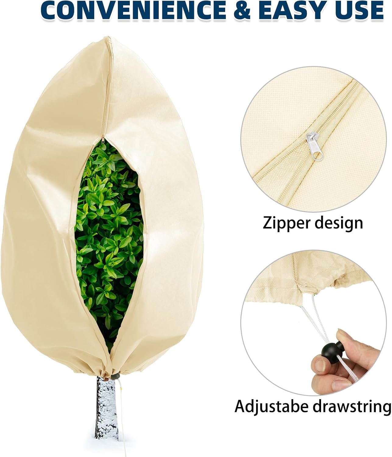 Plant Covers Freeze Protection, 4 Pack Frost Covers with Zipper Drawstring (23.6" x 31.5") Plant Protection Cover Bags for Outdoor Winter Frost Cold Weather Shrubs Trees Jacket Covers(Green)