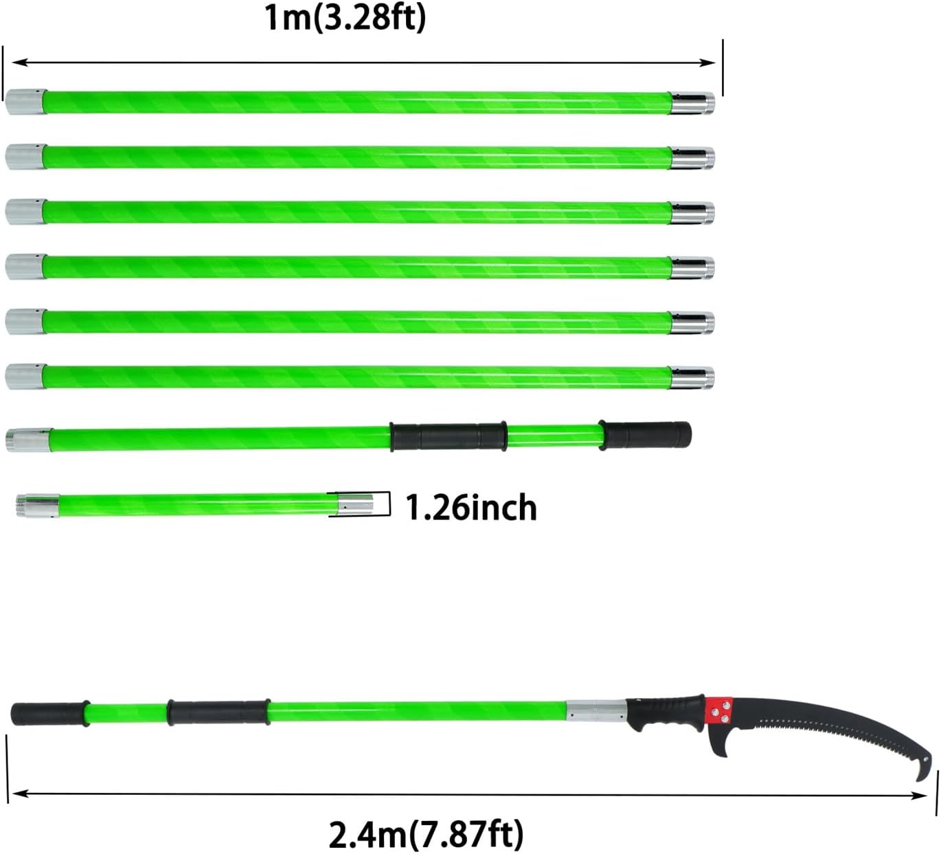 30FT Extendable Pole Saw, Manual Branch Trimmer with Long Handle, Manuals Tree Pruning Saws Band Scissors, 9 Knots Yellow