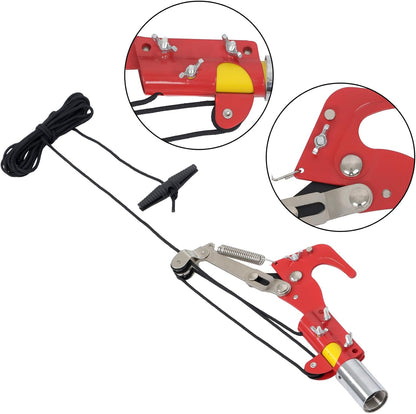 30FT Extendable Pole Saw, Manual Branch Trimmer with Long Handle, Manuals Tree Pruning Saws Band Scissors, 9 Knots Yellow