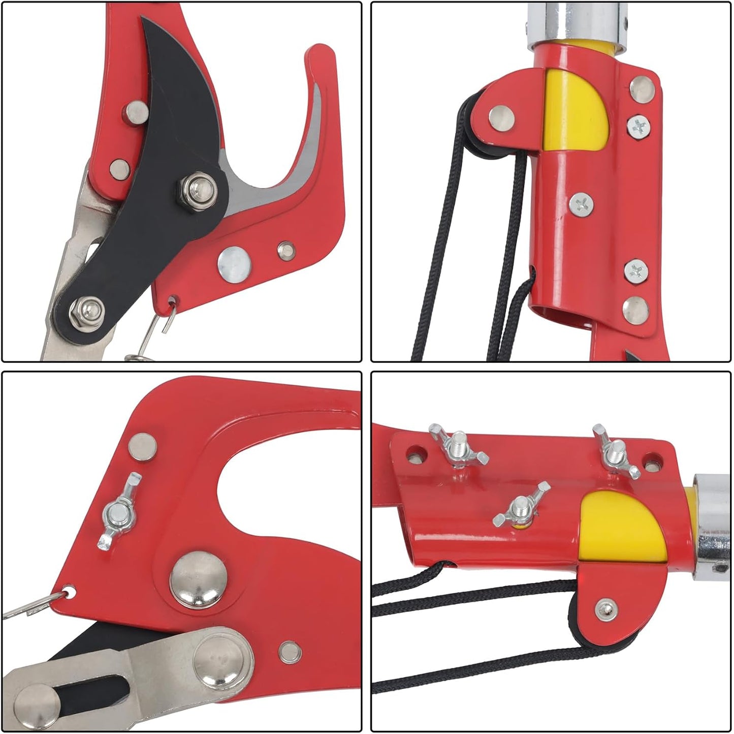 30FT Extendable Pole Saw, Manual Branch Trimmer with Long Handle, Manuals Tree Pruning Saws Band Scissors, 9 Knots Yellow