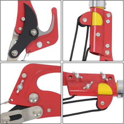 30FT Extendable Pole Saw, Manual Branch Trimmer with Long Handle, Manuals Tree Pruning Saws Band Scissors, 9 Knots Yellow