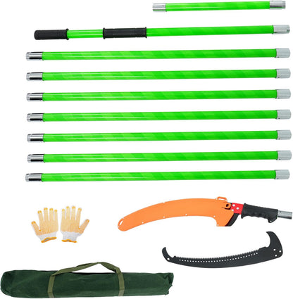 30FT Extendable Pole Saw, Manual Branch Trimmer with Long Handle, Manuals Tree Pruning Saws Band Scissors, 9 Knots Yellow