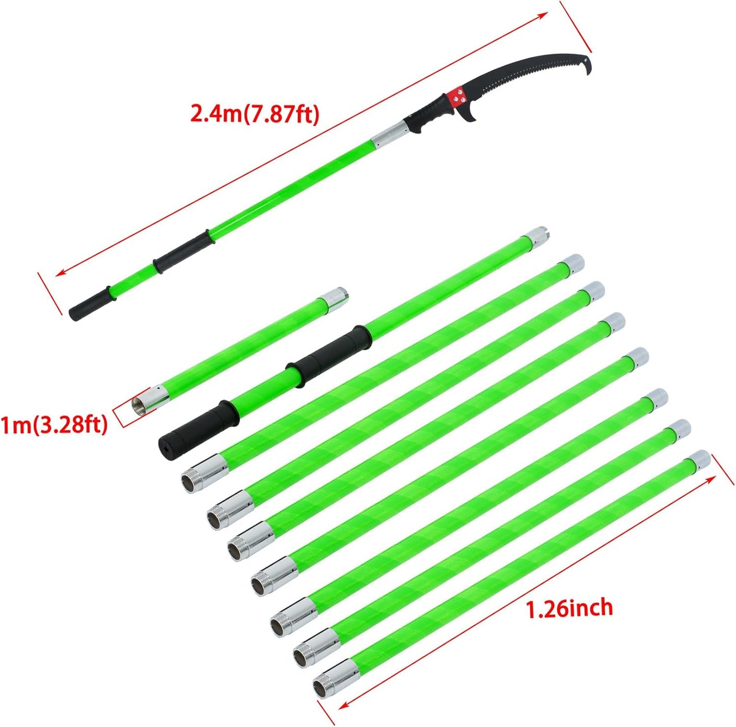 30FT Extendable Pole Saw, Manual Branch Trimmer with Long Handle, Manuals Tree Pruning Saws Band Scissors, 9 Knots Yellow