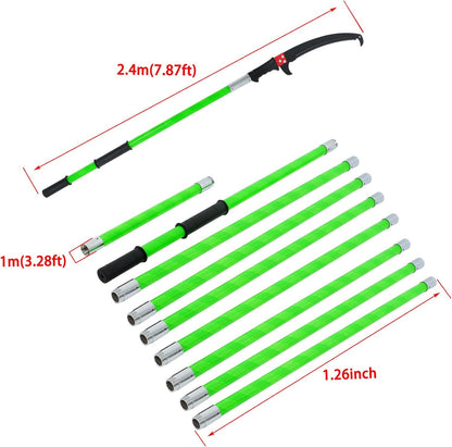 30FT Extendable Pole Saw, Manual Branch Trimmer with Long Handle, Manuals Tree Pruning Saws Band Scissors, 9 Knots Yellow