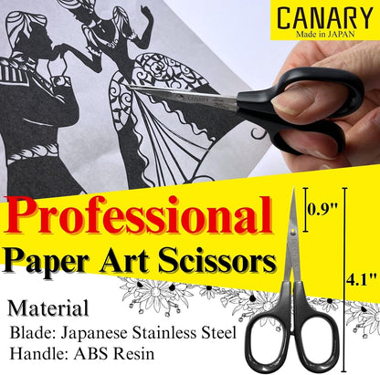 Japanese Mini Craft Scissors 4" [Extra Non-Stick], Small Detail Scissors for Paper Crafting, Fabric Cutting, Art Crafts, Made in JAPAN