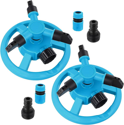2 Pack 360 Degree Rotating Lawn Sprinklers Automatic Garden Watering System for Yard and Garden, 3 Arm Design with 1/2 Connector for Efficient Irrigation