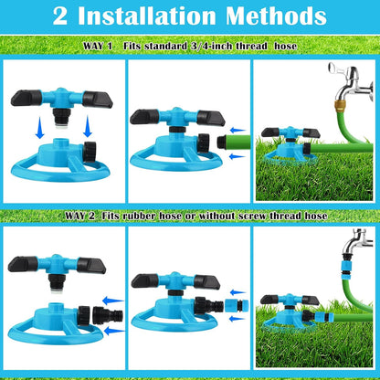 2 Pack 360 Degree Rotating Lawn Sprinklers Automatic Garden Watering System for Yard and Garden, 3 Arm Design with 1/2 Connector for Efficient Irrigation