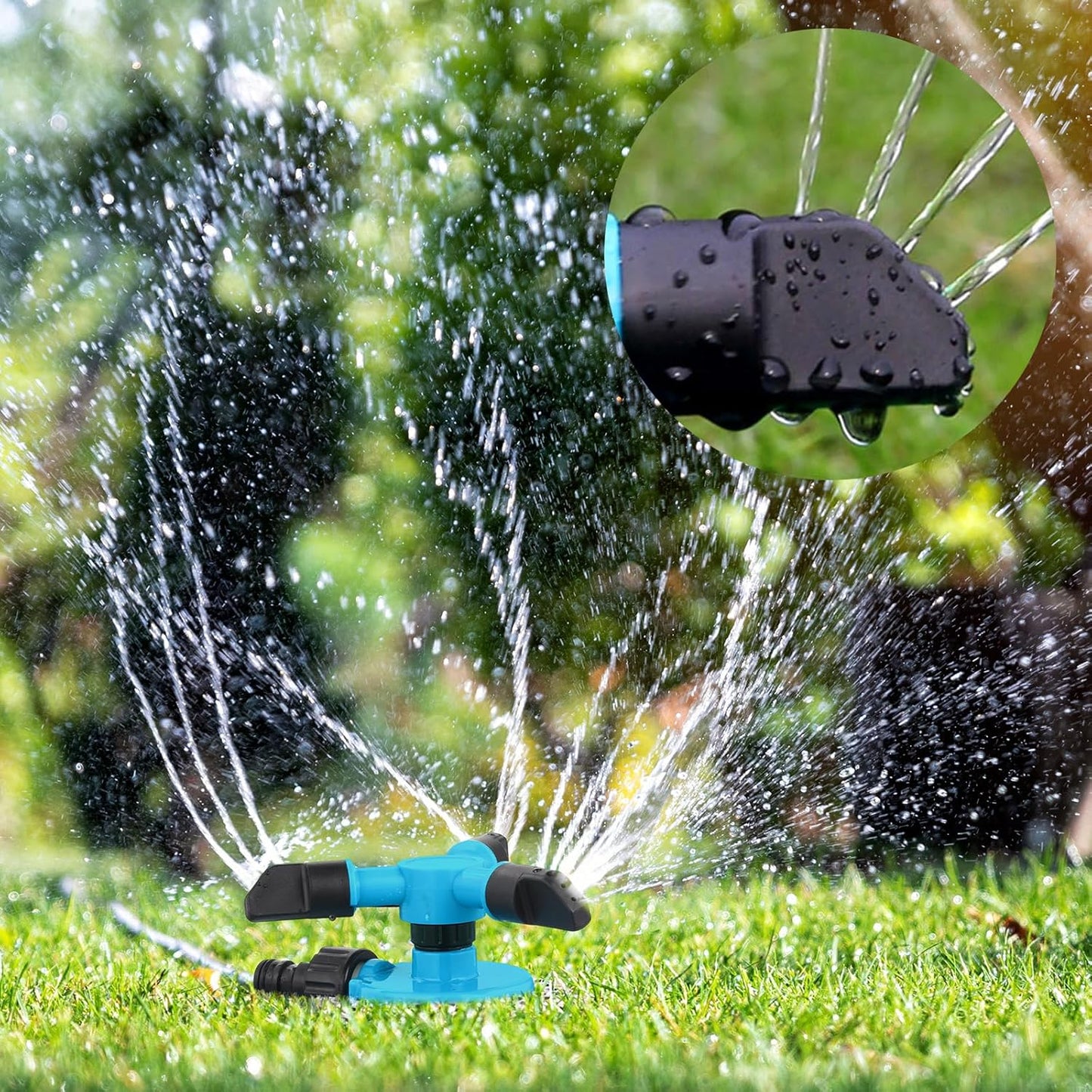 2 Pack 360 Degree Rotating Lawn Sprinklers Automatic Garden Watering System for Yard and Garden, 3 Arm Design with 1/2 Connector for Efficient Irrigation