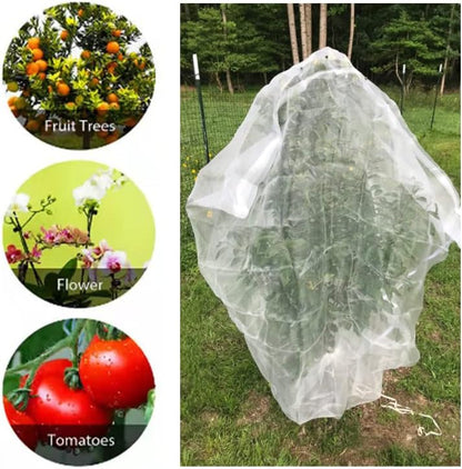 Bird Netting 84" Hx72 W Garden Netting Insect Pest Barrier,Plant Cover Fruit Tree Netting Mesh Protection Bag with Drawstring,White