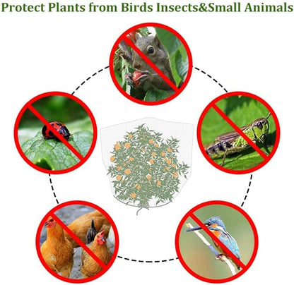 Bird Netting 84" Hx72 W Garden Netting Insect Pest Barrier,Plant Cover Fruit Tree Netting Mesh Protection Bag with Drawstring,White