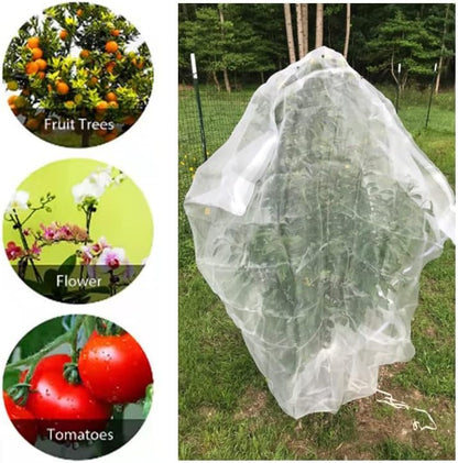 Bird Netting 84" Hx72 W Garden Netting Insect Pest Barrier,Plant Cover Fruit Tree Netting Mesh Protection Bag with Drawstring,White