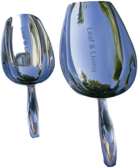 Stainless Steel Utility Scoop Set, Ergonomic Curved Handle, Ice Bar Flour Bean Kitchen Helper, Heavy Duty Garden Soil Spade, Mega Sized Bowl, Sterilizable, 58 oz And 12 oz, Set of 2