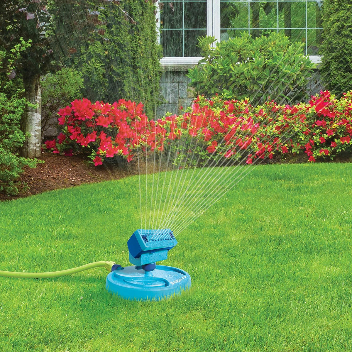 BDL-A0138-P2 20-Nozzle Mini Gear-Driven Oscillating Sprinkler on Sled Base, Customizable Coverage, 4,250 Sq. Ft. Max Coverage