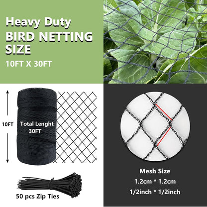 Bird Netting 7.5x100 FT,1/2" Mesh Heavy Duty Garden Netting
