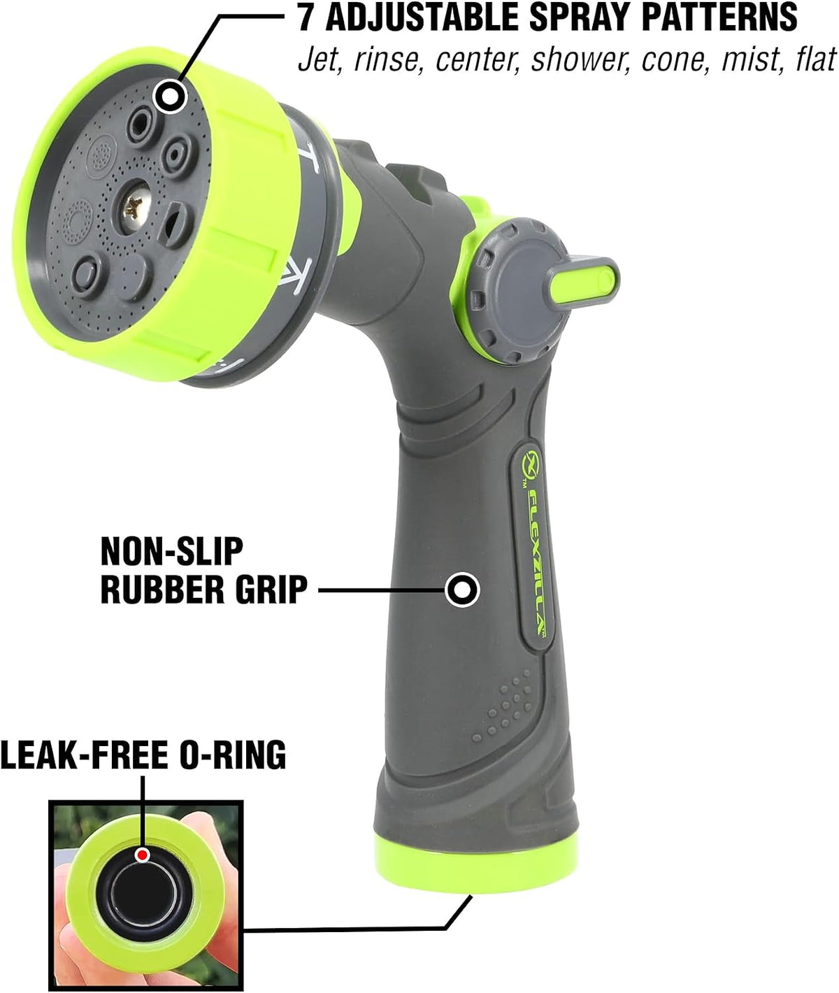 6-Pattern Adjustable Garden Hose Nozzle Sprayer with Easy to Use on/off toggle & Durable Design
