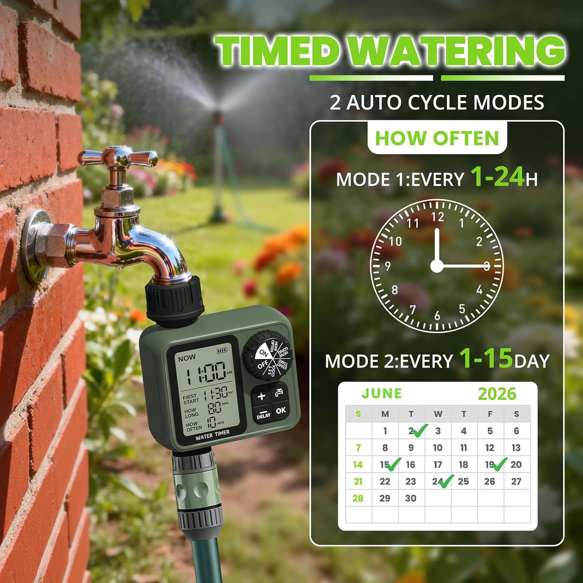 Sprinkler Timer for Garden Hose, Irrigation Water Timer with Rain Delay, Automatic Manual Watering for Lawn Yard Outdoor Drip Irrigation System