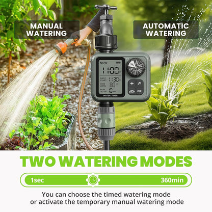 Sprinkler Timer for Garden Hose, Irrigation Water Timer with Rain Delay, Automatic Manual Watering for Lawn Yard Outdoor Drip Irrigation System