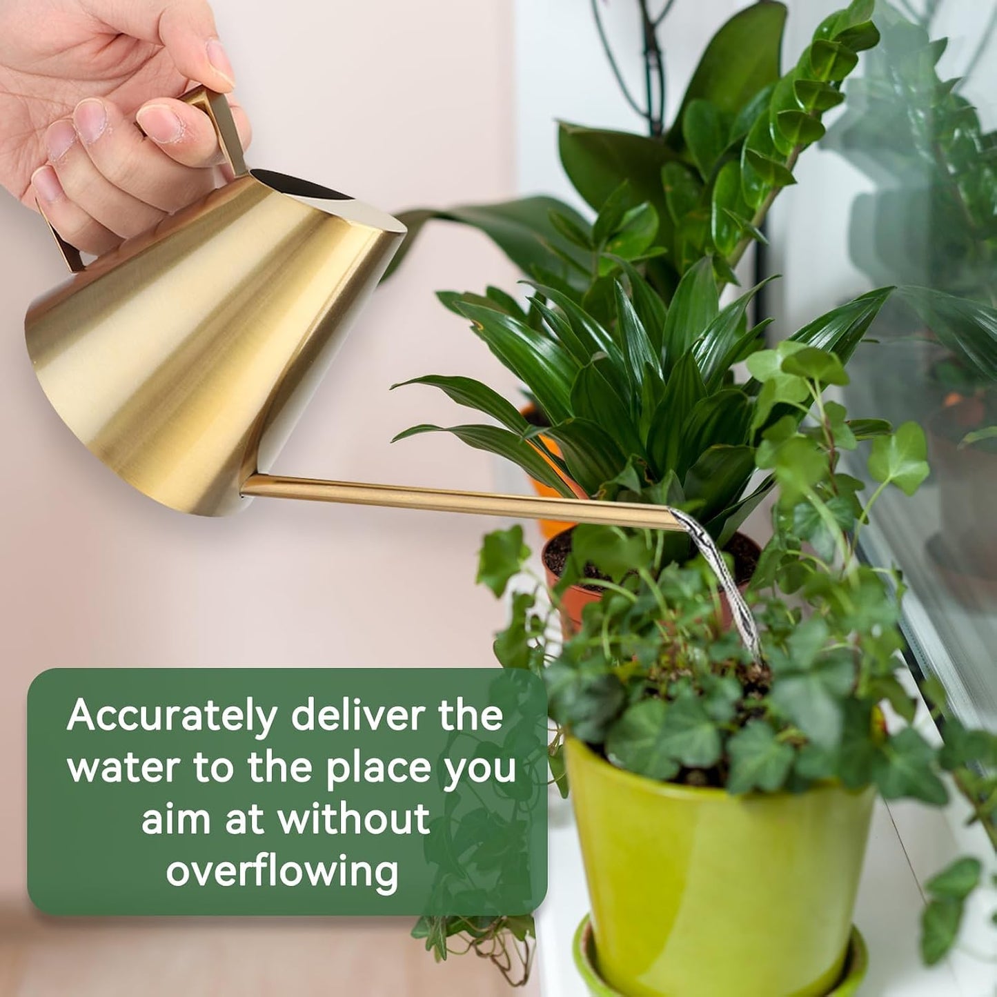 Watering Can for Indoor Plants, 13.5 Oz/400 Ml Indoor Plant Watering Can Stainless Steel Small Water Cans with Long Spout for Plants Succulent Bonsai, 4 X 4.9 Inch