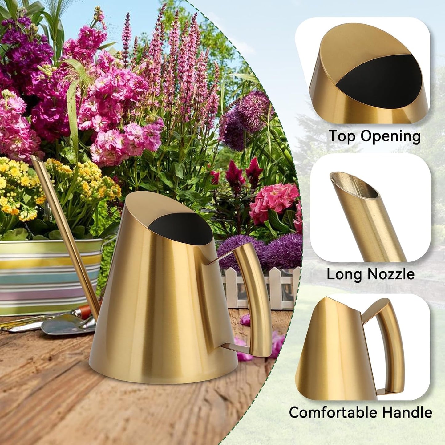Watering Can for Indoor Plants, 13.5 Oz/400 Ml Indoor Plant Watering Can Stainless Steel Small Water Cans with Long Spout for Plants Succulent Bonsai, 4 X 4.9 Inch