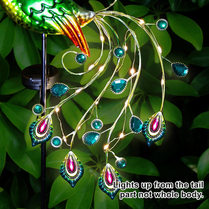 Solar Garden Lights, 39 Inch Height Outdoor Metal Peacock Decorative Garden Stakes, Mothers Day Ideal Gifts, Waterproof Path Lights Lawn Stake Ornaments for Patio Pathway Yard Decoration