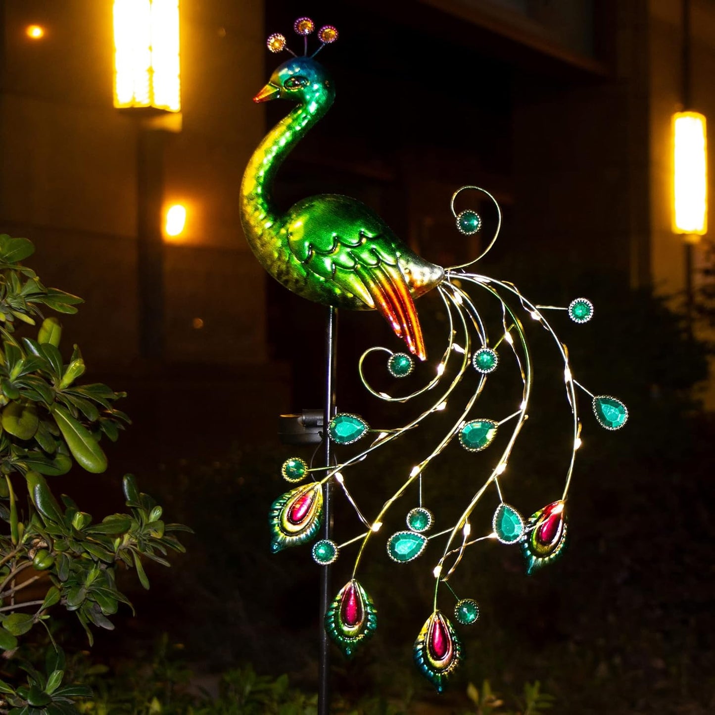 Solar Garden Lights, 39 Inch Height Outdoor Metal Peacock Decorative Garden Stakes, Mothers Day Ideal Gifts, Waterproof Path Lights Lawn Stake Ornaments for Patio Pathway Yard Decoration