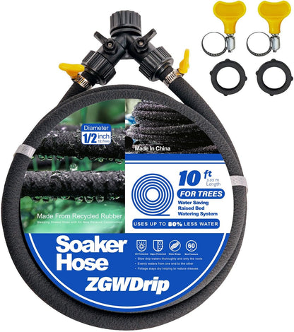 15FT 1/2" Water-Saving Soaker Hose with Solid Brass Connectors, Drip Irrigation Kit for Lawn & Yard