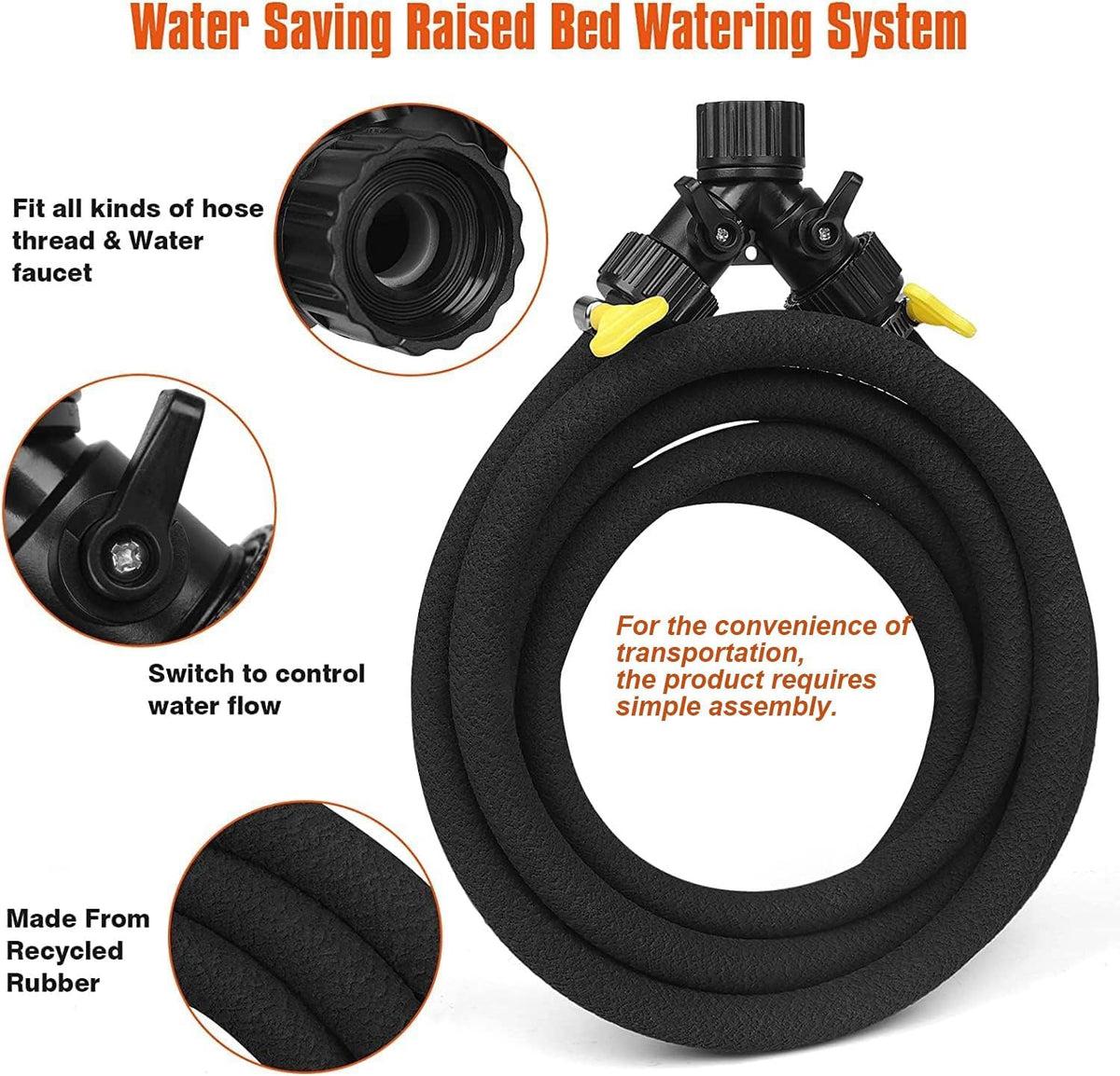 15FT 1/2" Water-Saving Soaker Hose with Solid Brass Connectors, Drip Irrigation Kit for Lawn & Yard