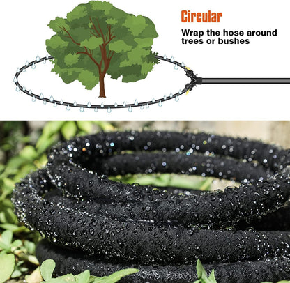 15FT 1/2" Water-Saving Soaker Hose with Solid Brass Connectors, Drip Irrigation Kit for Lawn & Yard