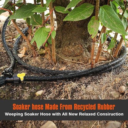 15FT 1/2" Water-Saving Soaker Hose with Solid Brass Connectors, Drip Irrigation Kit for Lawn & Yard