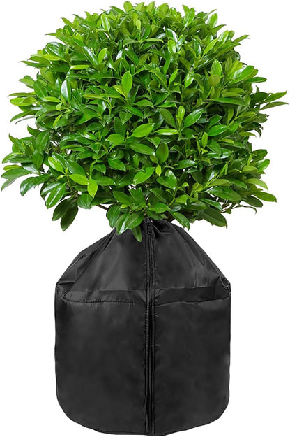 Winter Plant Pot Covers Freeze Protection, 25.6'' x 27.5'' Reusable Garden Plant Protector for Small Trees and Shrubs (1 PC Black)