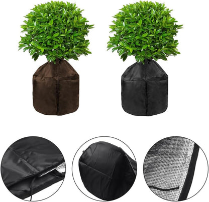 Winter Plant Pot Covers Freeze Protection, 25.6'' x 27.5'' Reusable Garden Plant Protector for Small Trees and Shrubs (1 PC Black)