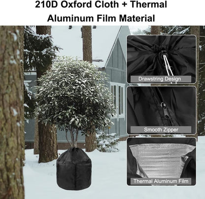Winter Plant Pot Covers Freeze Protection, 25.6'' x 27.5'' Reusable Garden Plant Protector for Small Trees and Shrubs (1 PC Black)