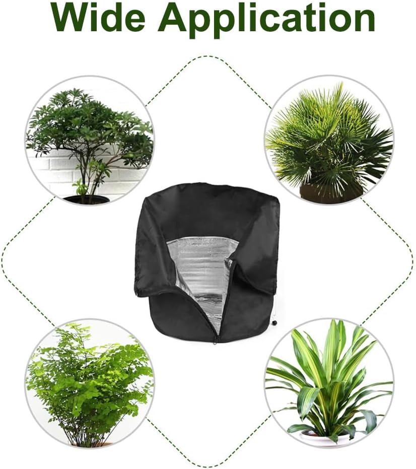 Winter Plant Pot Covers Freeze Protection, 25.6'' x 27.5'' Reusable Garden Plant Protector for Small Trees and Shrubs (1 PC Black)